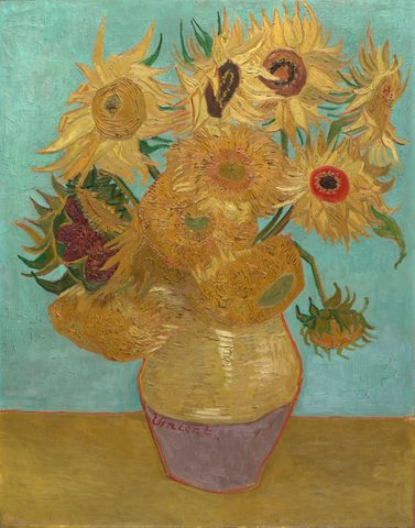 Vase with Twelve Sunflowers by Vincent van Gogh, 1889, framed print