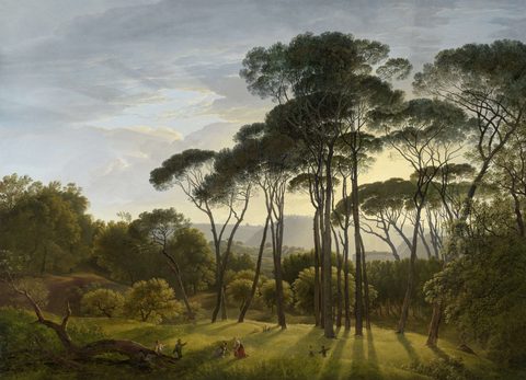Italian Landscape with Umbrella Pines by Hendrik Voogd — large framed print