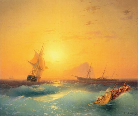American Shipping off the Rock of Gibraltar by Ivan Aivazovsky — large framed print