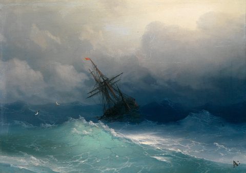 Ship on Stormy Seas by Ivan Aivazovsky — large framed print