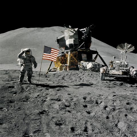 Irwin salutes beside the flag by NASA / David Scott — large framed print