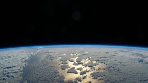 Earth's thin blue atmosphere over the Pacific by NASA — large framed print