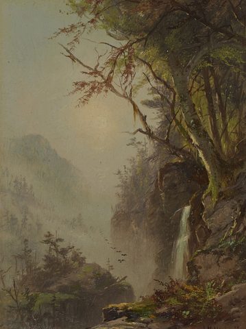 Waterfall in the Mountains by James McDougal Hart — large framed print