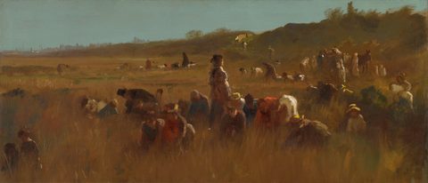 Cranberry Pickers, Nantucket by Eastman Johnson — large framed print