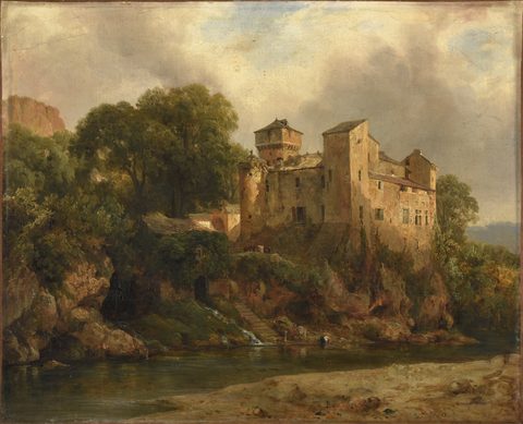 Fortified Castle on a Cliff by Jacques Raymond Brascassat — large framed print