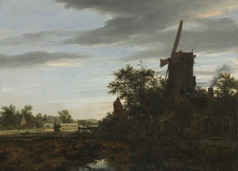 Landscape with Windmill by Jacob van Ruisdael — large framed print