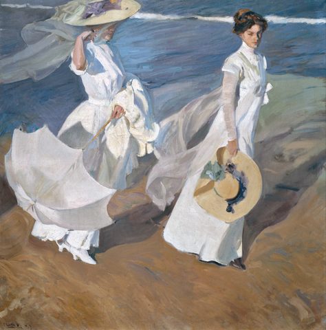Strolling along the Seashore by Joaquín Sorolla — large framed print