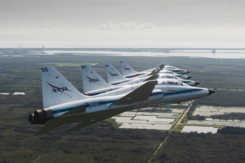 T-38s over Kennedy Space Center by NASA, 2022, framed print