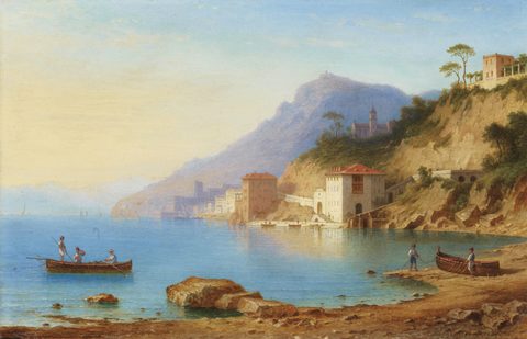 View of the Amalfi Coast by Carl Morgenstern — large framed print