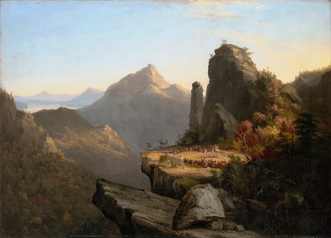 Scene from The Last of the Mohicans, Cora Kneeling at the Feet of Tamenund by Thomas Cole, 1827, framed print