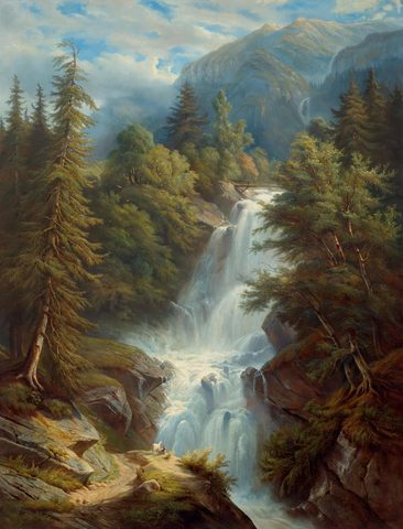 The Giessbach Falls on Lake Brienz by François Diday — large framed print