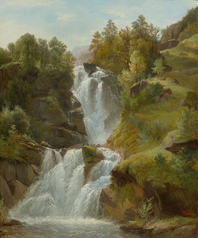 Alpine Waterfall by François Diday — large framed print