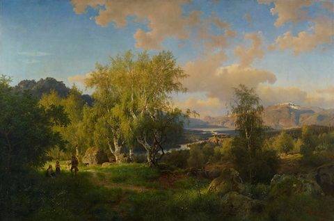 Landscape from Ringerike by Hans Gude, 1850, framed print