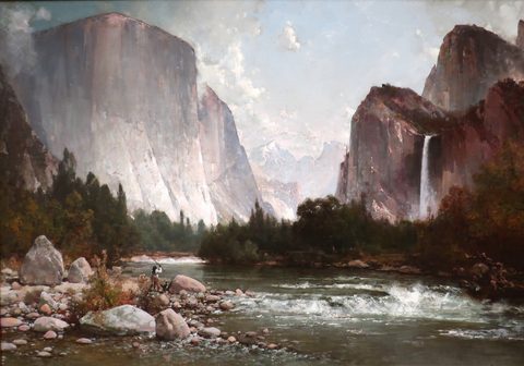Fishing on the Merced River by Thomas Hill — large framed print
