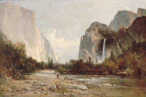 Yosemite, Bridal Veil Falls by Thomas Hill, 1895, framed print