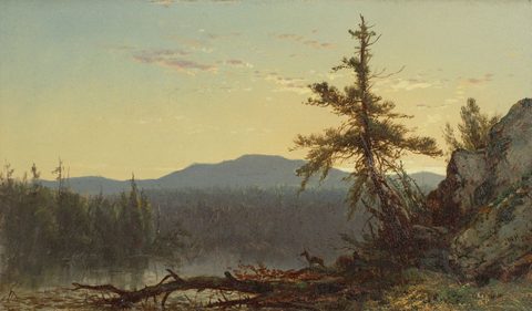 Lake George by James McDougal Hart, 1864, framed print