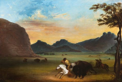 Buffalo Hunt by Alfred Jacob Miller — large framed print