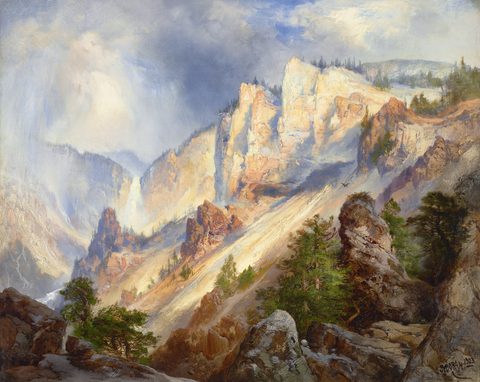 A Passing Shower in the Yellowstone Cañon by Thomas Moran, 1903, framed print