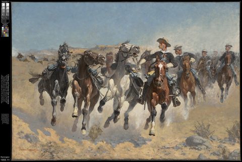 Dismounted: The Fourth Troopers Moving the Led Horses by Frederic Remington — large framed print