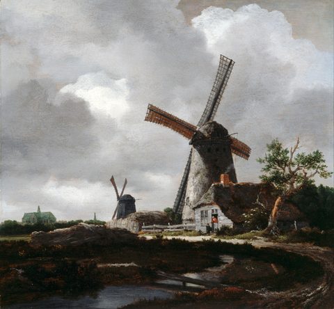 Landscape with Windmills near Haarlem by Jacob van Ruisdael — large framed print