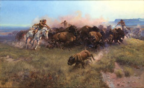 The Buffalo Hunt [No. 39] by Charles M. Russell — large framed print