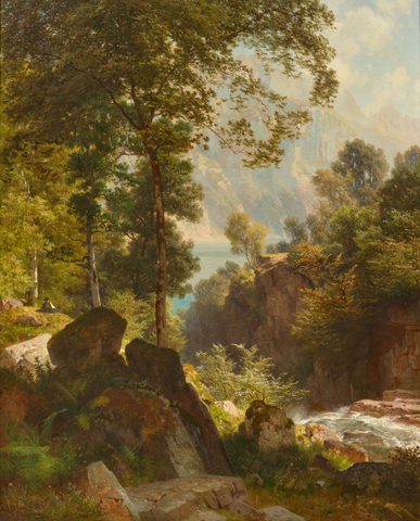 Morning on the Heights above the Walensee by Johann Gottfried Steffan — large framed print