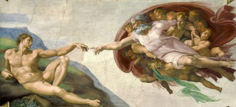 The Creation of Adam by Michelangelo, c. 1508–1512, framed print