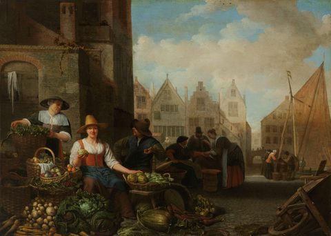 The Vegetable Market in Amsterdam by Gabriel Metsu — large framed print