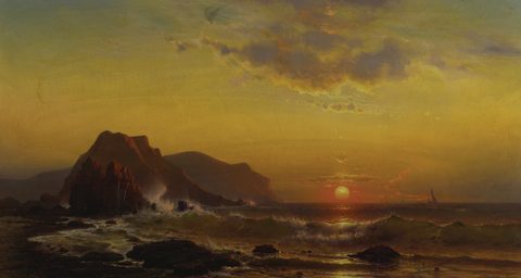 Sunset over the Waves by Mauritz Frederik Hendrik de Haas — large framed print