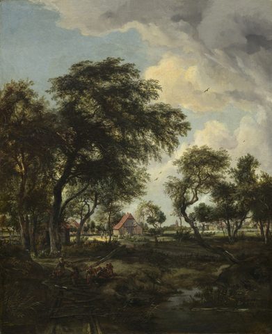 A Farm in the Sunlight by Meindert Hobbema — large framed print