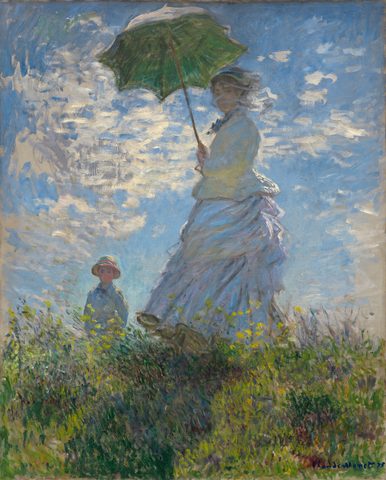 Woman with a Parasol — Madame Monet and Her Son by Claude Monet — large framed print