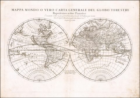World Map by Giacomo Giovanni Rossi, 1674, framed print