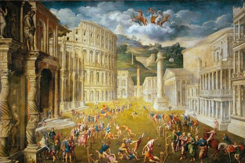 Gladiator Fight by Paris Bordone — large framed print