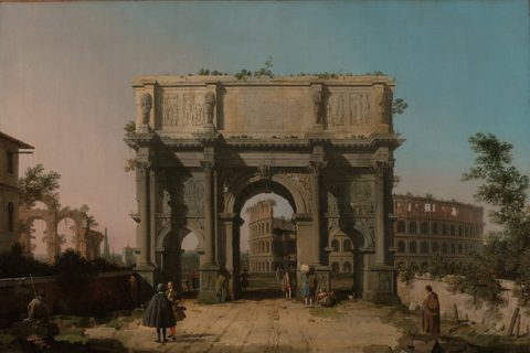 View of the Arch of Constantine with the Colosseum by Canaletto — large framed print