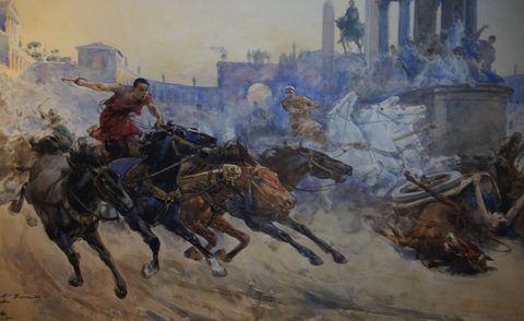 Roman Chariot Race by Ulpiano Checa — large framed print
