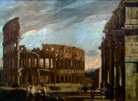 Colosseum and Arch of Constantine by Viviano Codazzi and Michelangelo Cerquozzi — large framed print