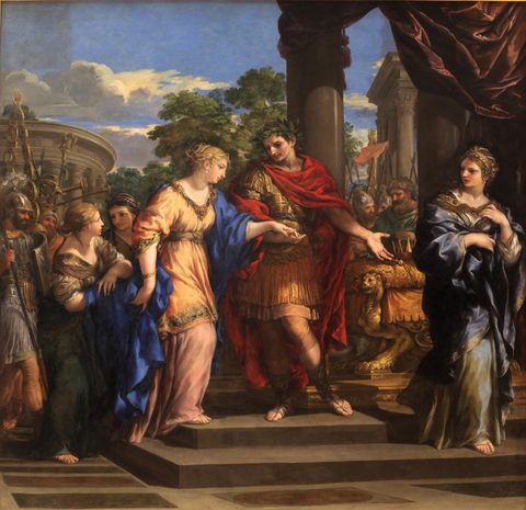 Caesar Restores Cleopatra to the Throne of Egypt by Pietro da Cortona, about 1637, framed print