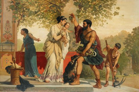 The Grape Harvest in Pompeii by Cesare Dell'Acqua — large framed print