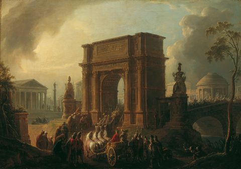 A Triumphal Procession Through the Arch of Titus by Vinzenz Fischer, 1791, framed print