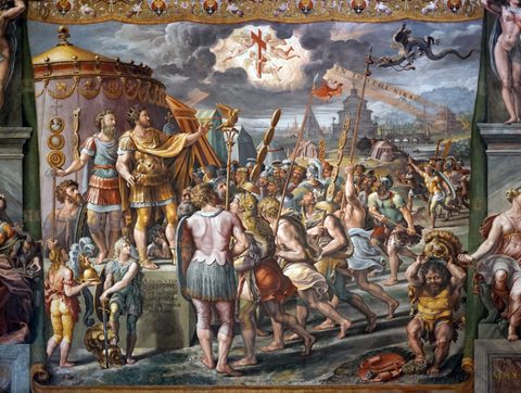 The Vision of the Cross by Giulio Romano and workshop, after Raphael — large framed print