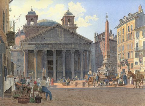 The Pantheon and the Piazza della Rotonda by Jakob Alt — large framed print