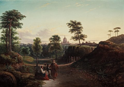 Resting Figures on the Via Appia by Hilda Lindgren — large framed print