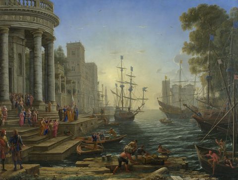 Seaport with the Embarkation of Saint Ursula by Claude Lorrain — large framed print