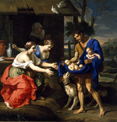 The Shepherd Faustulus Bringing Romulus and Remus to His Wife by Nicolas Mignard, 1654, framed print
