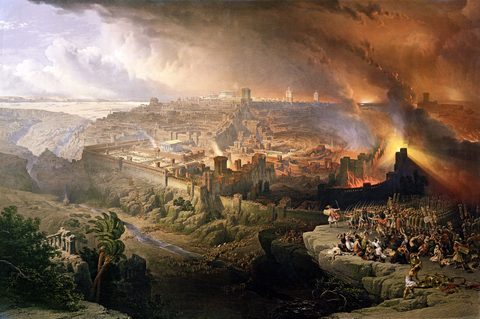 The Siege and Destruction of Jerusalem by Titus by David Roberts — large framed print