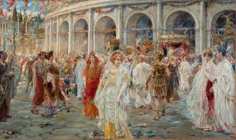 The Roman Festivals of the Colosseum by Juan Pablo Salinas — large framed print