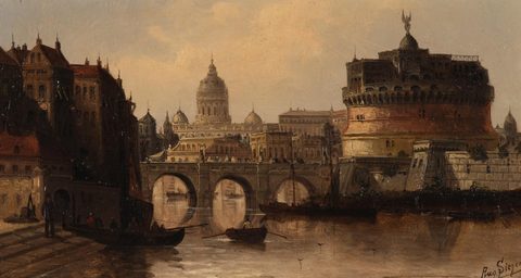Rome on the Tiber by August von Siegen — large framed print