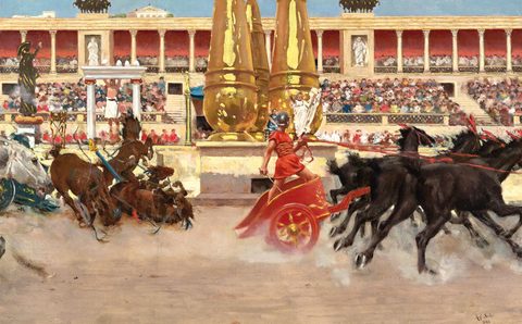 Chariot Race in the Circus by Raffaello Sorbi — large framed print
