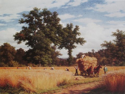 Cornfield with Oaks by Robert Zünd — large framed print