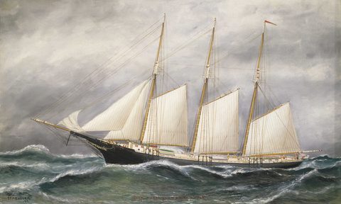 The Schooner Robert Ingle Carter by Solon Francis Montecello Badger — large framed print